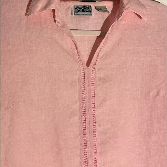 Edward Irish Linen Light Pink Top Size Medium - Picture 5 of 10